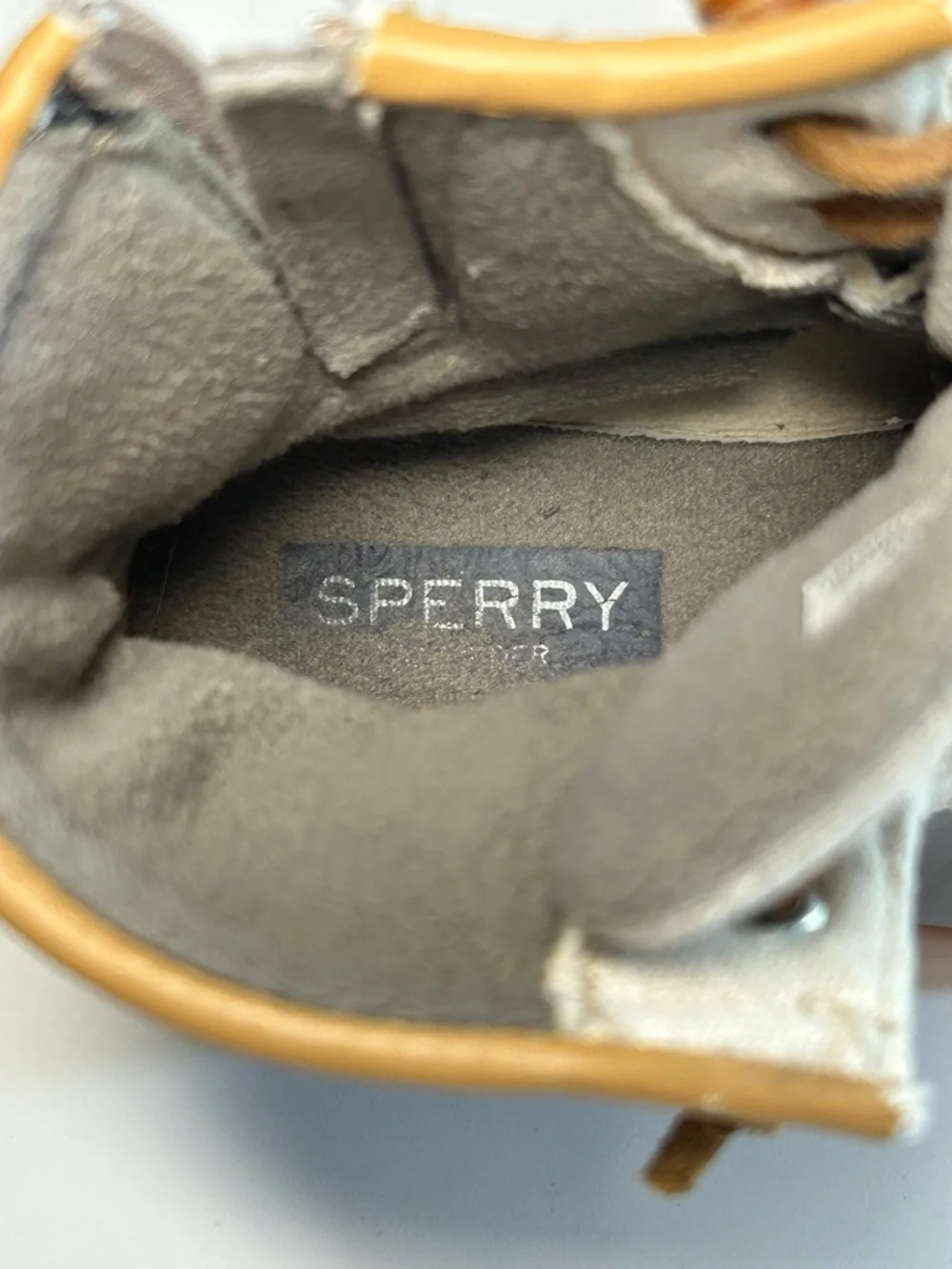 Sperry Saltwater Sport Girl's 3M Duck Boot Side Zip Gray Tan Peach STK164544
